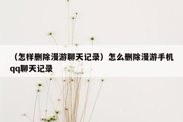 （怎样删除漫游聊天记录）怎么删除漫游手机qq聊天记录