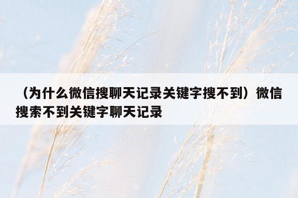 （为什么微信搜聊天记录关键字搜不到）微信搜索不到关键字聊天记录