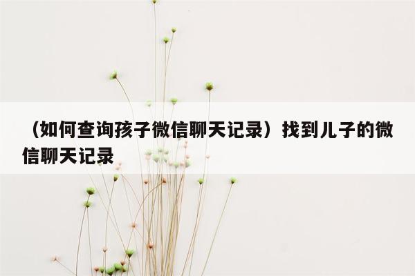 （如何查询孩子微信聊天记录）找到儿子的微信聊天记录