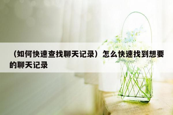 （如何快速查找聊天记录）怎么快速找到想要的聊天记录