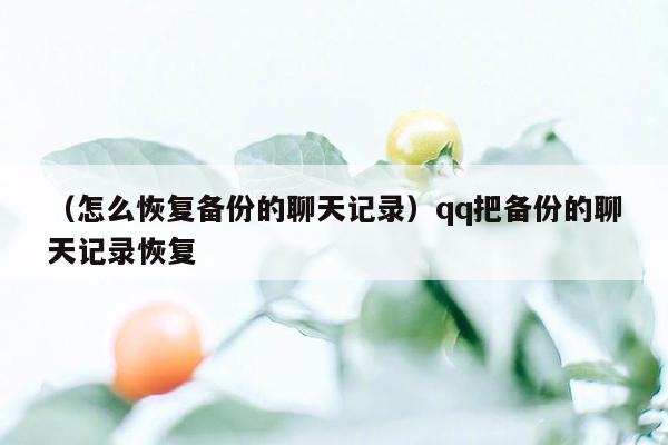 （怎么恢复备份的聊天记录）qq把备份的聊天记录恢复