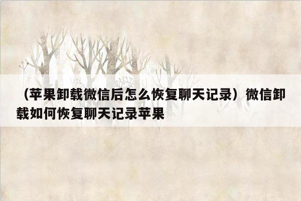 （苹果卸载微信后怎么恢复聊天记录）微信卸载如何恢复聊天记录苹果