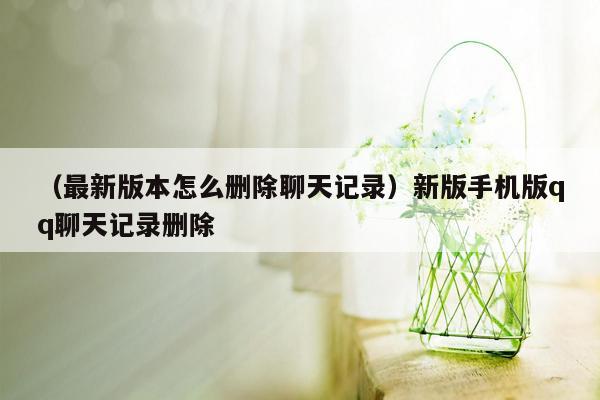 （最新版本怎么删除聊天记录）新版手机版qq聊天记录删除