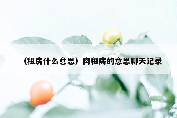 （租房什么意思）肉租房的意思聊天记录