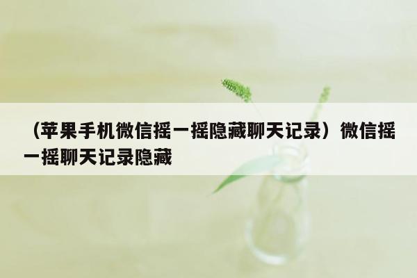 （苹果手机微信摇一摇隐藏聊天记录）微信摇一摇聊天记录隐藏