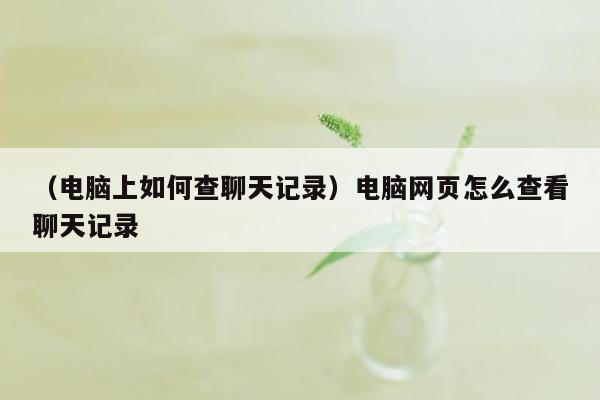 （电脑上如何查聊天记录）电脑网页怎么查看聊天记录