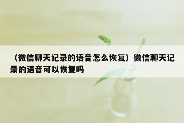 （微信聊天记录的语音怎么恢复）微信聊天记录的语音可以恢复吗