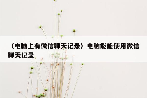 （电脑上有微信聊天记录）电脑能能使用微信聊天记录