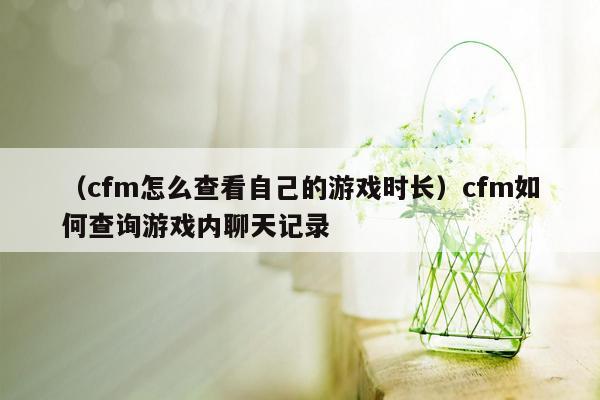 （cfm怎么查看自己的游戏时长）cfm如何查询游戏内聊天记录