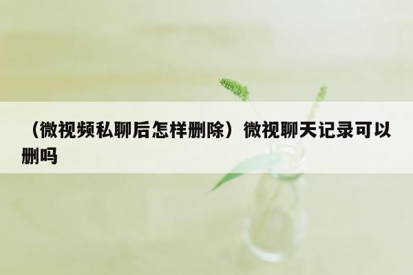 （微视频私聊后怎样删除）微视聊天记录可以删吗