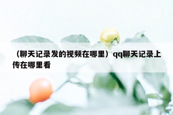 （聊天记录发的视频在哪里）qq聊天记录上传在哪里看