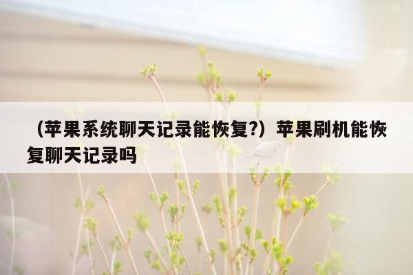 （苹果系统聊天记录能恢复?）苹果刷机能恢复聊天记录吗