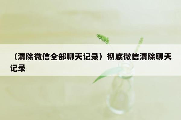 （清除微信全部聊天记录）彻底微信清除聊天记录