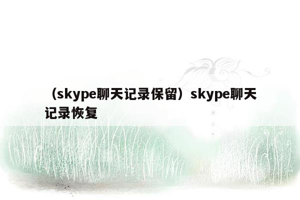 （skype聊天记录保留）skype聊天记录恢复