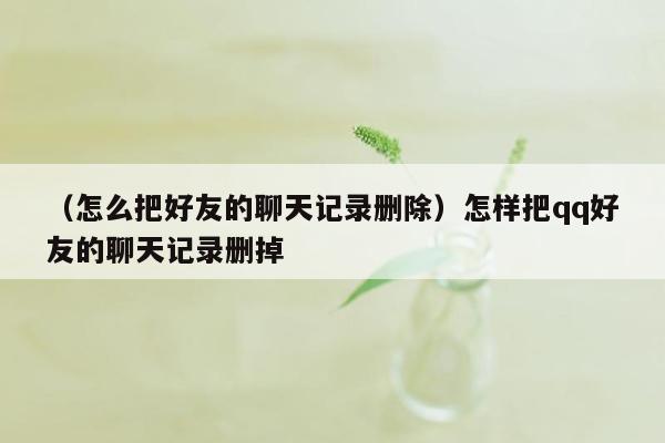 （怎么把好友的聊天记录删除）怎样把qq好友的聊天记录删掉