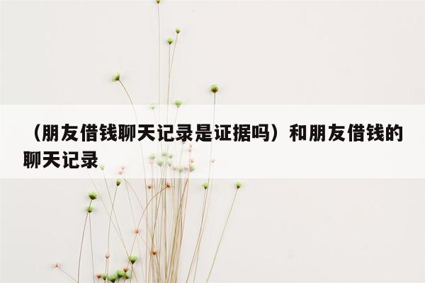 （朋友借钱聊天记录是证据吗）和朋友借钱的聊天记录