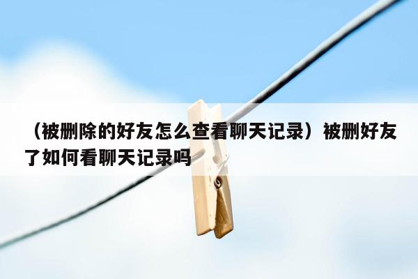 （被删除的好友怎么查看聊天记录）被删好友了如何看聊天记录吗