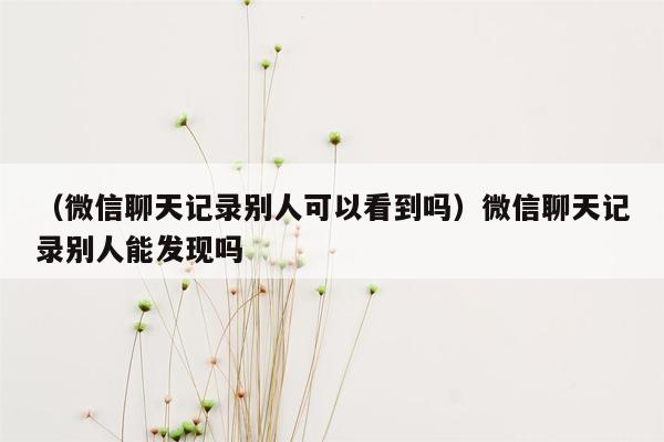 （微信聊天记录别人可以看到吗）微信聊天记录别人能发现吗