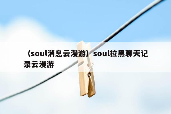 （soul消息云漫游）soul拉黑聊天记录云漫游