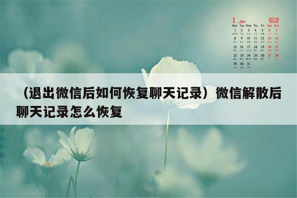 （退出微信后如何恢复聊天记录）微信解散后聊天记录怎么恢复