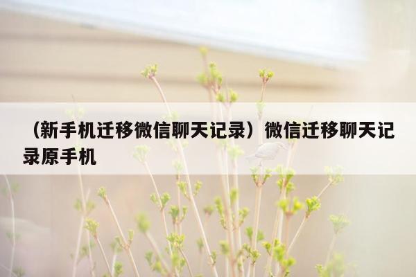 （新手机迁移微信聊天记录）微信迁移聊天记录原手机