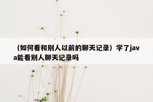 （如何看和别人以前的聊天记录）学了java能看别人聊天记录吗