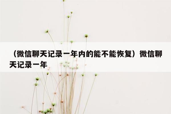 （微信聊天记录一年内的能不能恢复）微信聊天记录一年