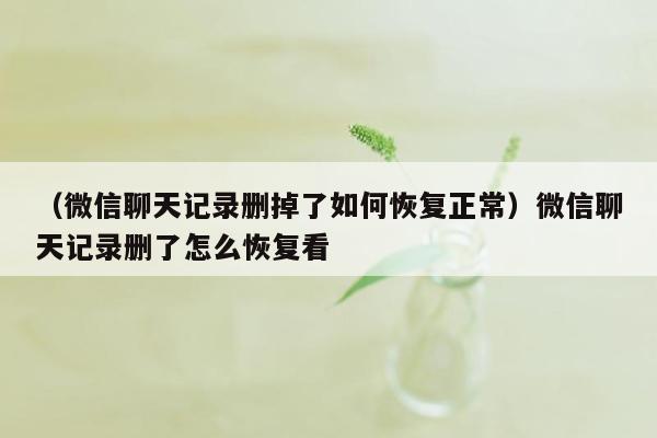 （微信聊天记录删掉了如何恢复正常）微信聊天记录删了怎么恢复看