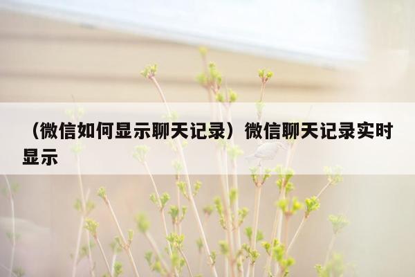 （微信如何显示聊天记录）微信聊天记录实时显示