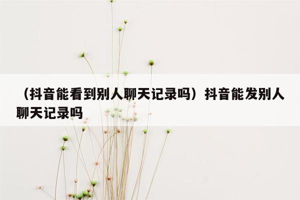 （抖音能看到别人聊天记录吗）抖音能发别人聊天记录吗