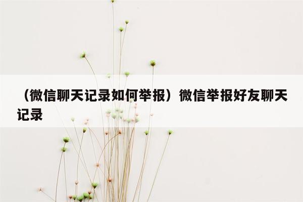 （微信聊天记录如何举报）微信举报好友聊天记录