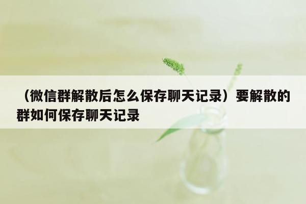 （微信群解散后怎么保存聊天记录）要解散的群如何保存聊天记录