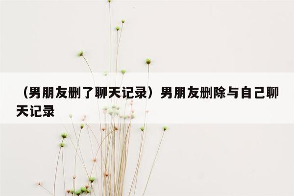 （男朋友删了聊天记录）男朋友删除与自己聊天记录