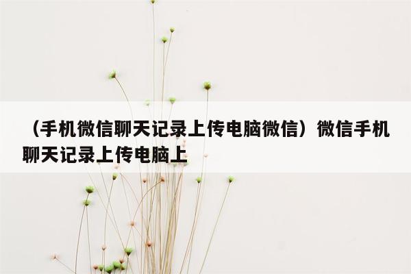 （手机微信聊天记录上传电脑微信）微信手机聊天记录上传电脑上