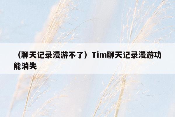 （聊天记录漫游不了）Tim聊天记录漫游功能消失