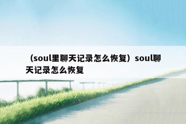 （soul里聊天记录怎么恢复）soul聊天记录怎么恢复