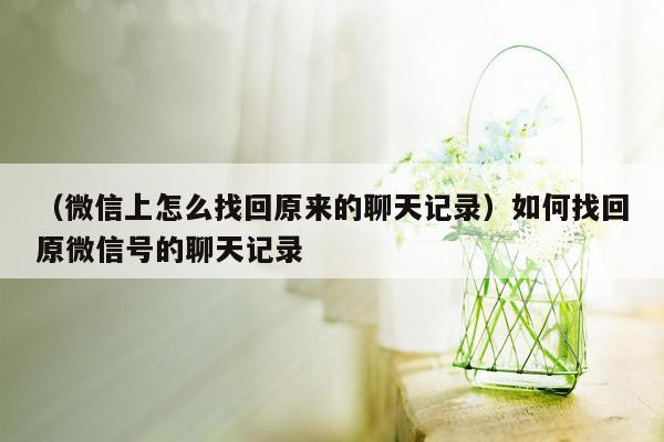 （微信上怎么找回原来的聊天记录）如何找回原微信号的聊天记录