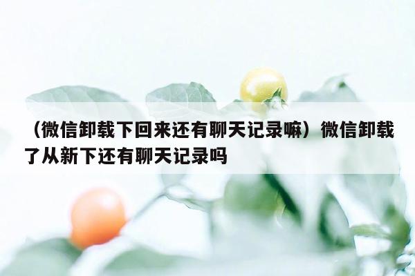 （微信卸载下回来还有聊天记录嘛）微信卸载了从新下还有聊天记录吗