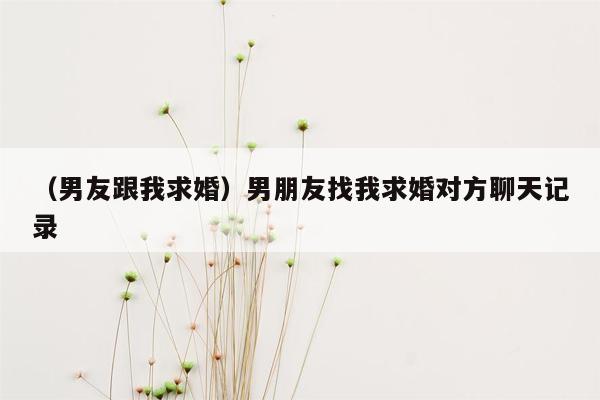 （男友跟我求婚）男朋友找我求婚对方聊天记录