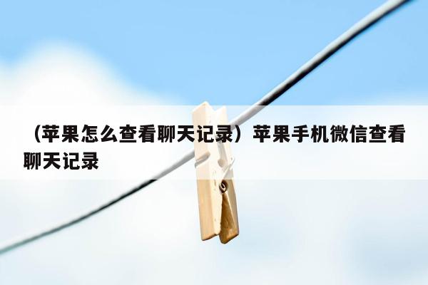 （苹果怎么查看聊天记录）苹果手机微信查看聊天记录