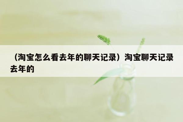 （淘宝怎么看去年的聊天记录）淘宝聊天记录去年的