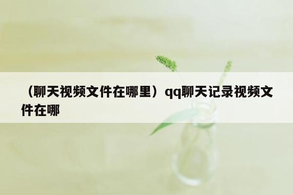 （聊天视频文件在哪里）qq聊天记录视频文件在哪