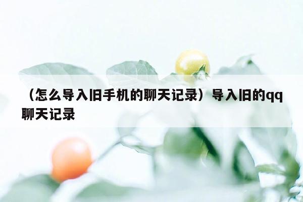 （怎么导入旧手机的聊天记录）导入旧的qq聊天记录