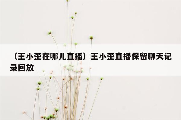 （王小歪在哪儿直播）王小歪直播保留聊天记录回放