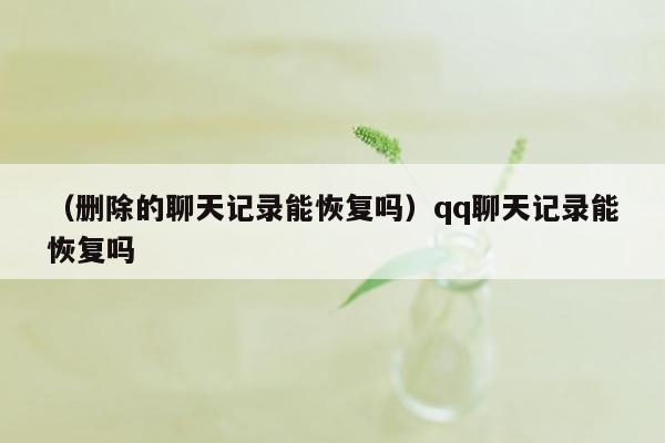 （删除的聊天记录能恢复吗）qq聊天记录能恢复吗