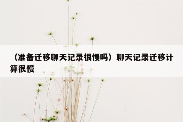 （准备迁移聊天记录很慢吗）聊天记录迁移计算很慢