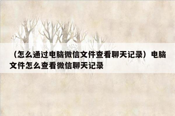 （怎么通过电脑微信文件查看聊天记录）电脑文件怎么查看微信聊天记录