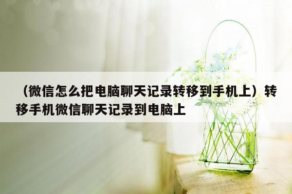 （微信怎么把电脑聊天记录转移到手机上）转移手机微信聊天记录到电脑上