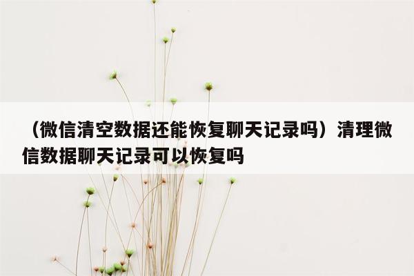 （微信清空数据还能恢复聊天记录吗）清理微信数据聊天记录可以恢复吗