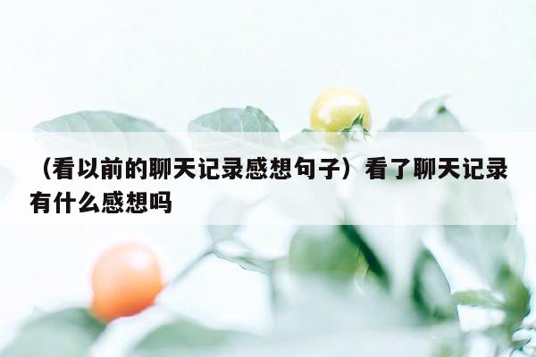 （看以前的聊天记录感想句子）看了聊天记录有什么感想吗